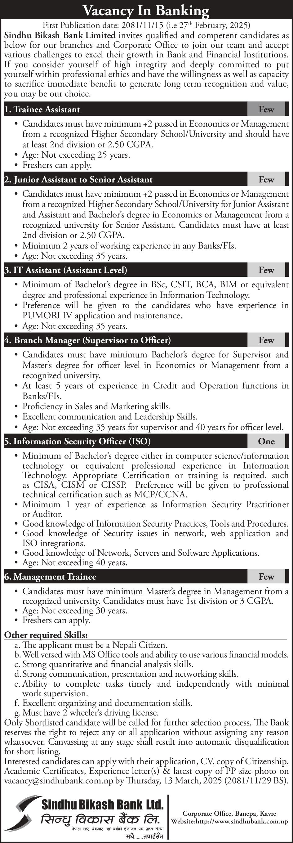Sindhu bikash bank_Vacancy Notice_2x23